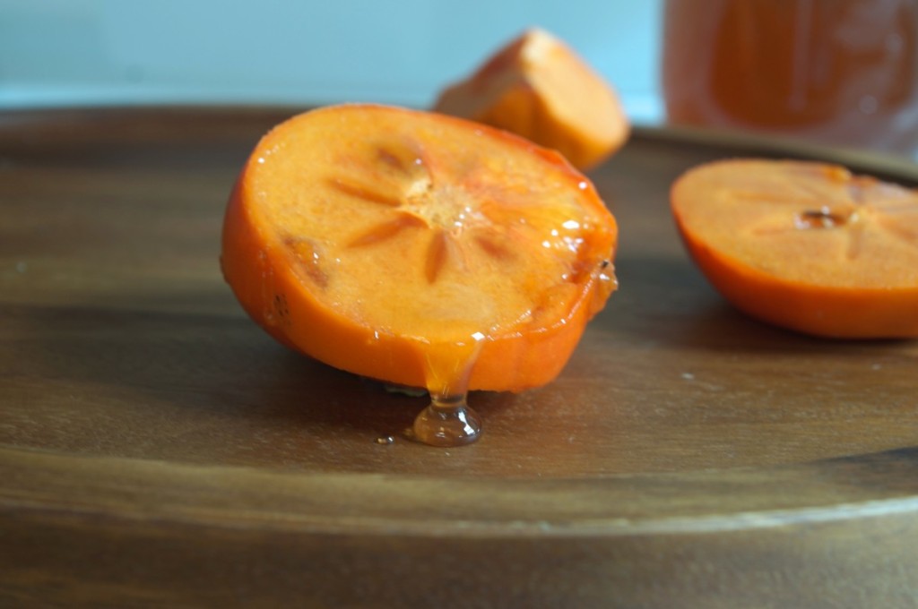 Honey drizzled persimmon